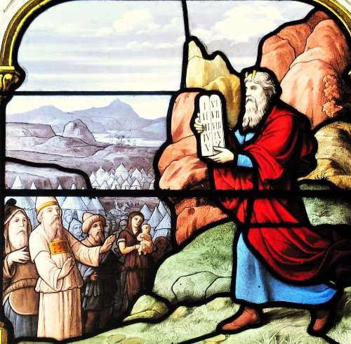 Mozes en de tien geboden, kerkraam Chartres